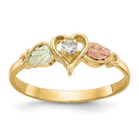 10k Tri-color Black Hills Gold Diamond Heart Ring-10BH641