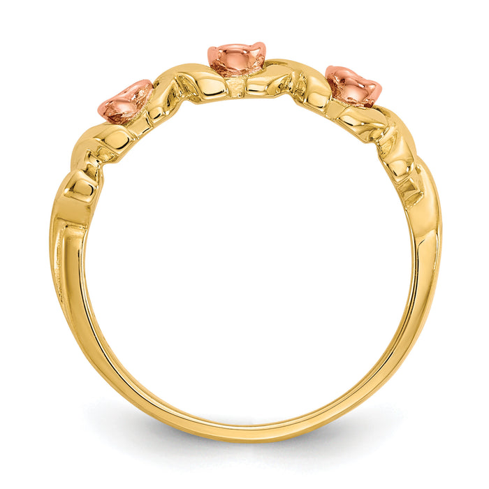 10k w/12k Accents Black Hills Gold -X- and Rose Ring-10BH643