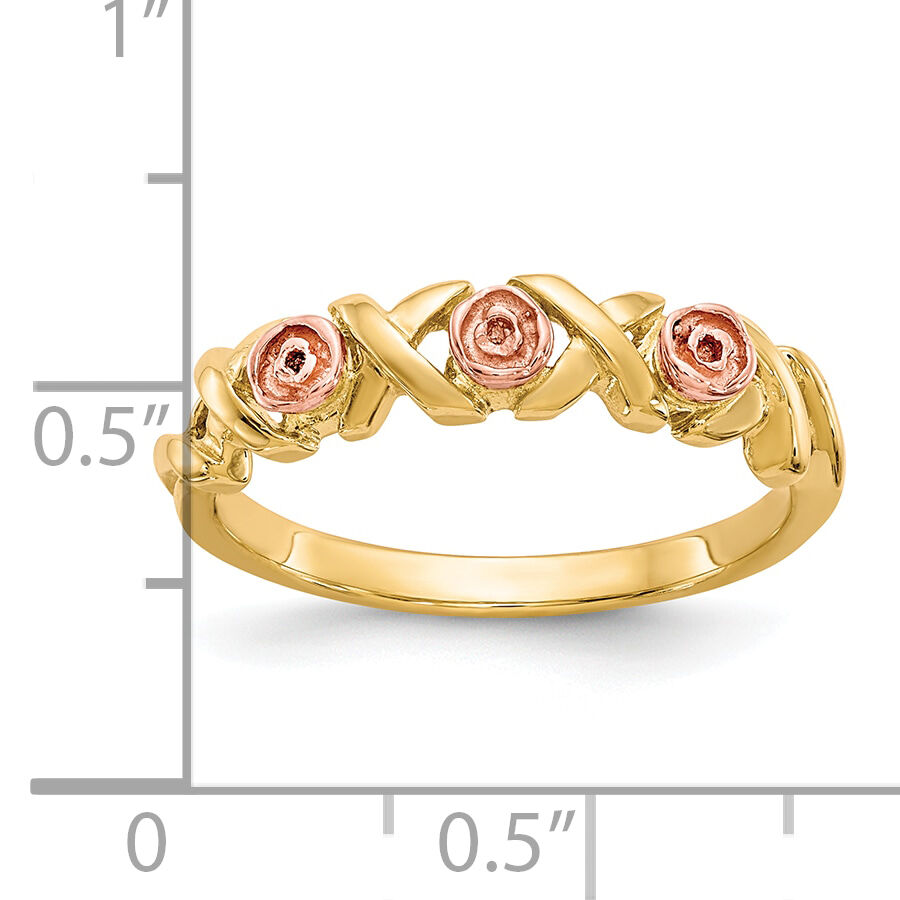 10k w/12k Accents Black Hills Gold -X- and Rose Ring-10BH643