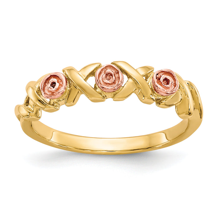 10k w/12k Accents Black Hills Gold -X- and Rose Ring-10BH643