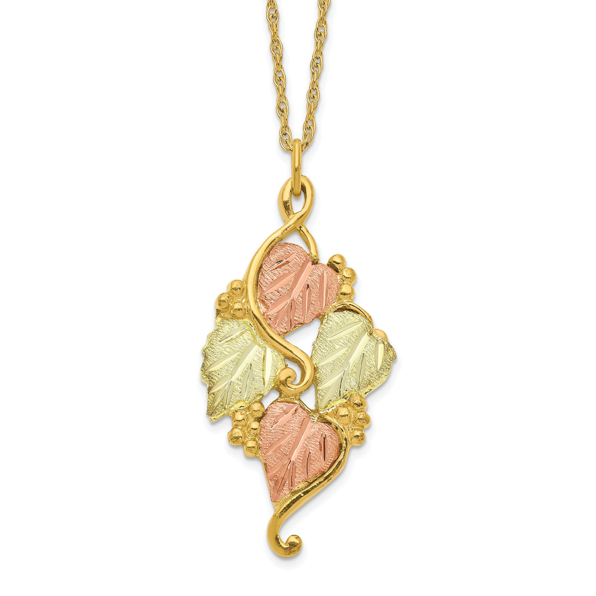 10k Tri-color Black Hills Gold Necklace-10BH648-18