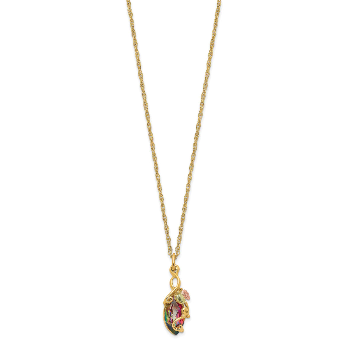 10k Tri-color Black Hills Gold Mystic Topaz Necklace-10BH661-18