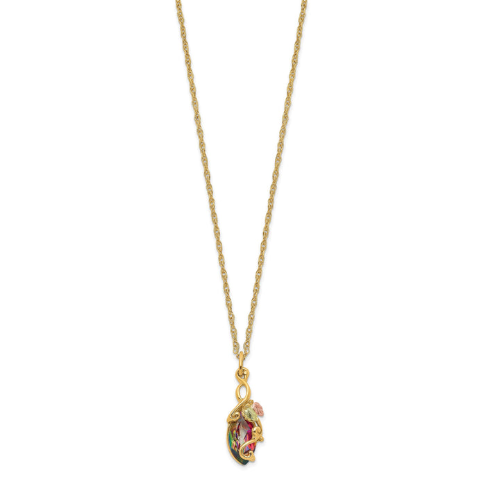 10k Tri-color Black Hills Gold Mystic Topaz Necklace-10BH661-18