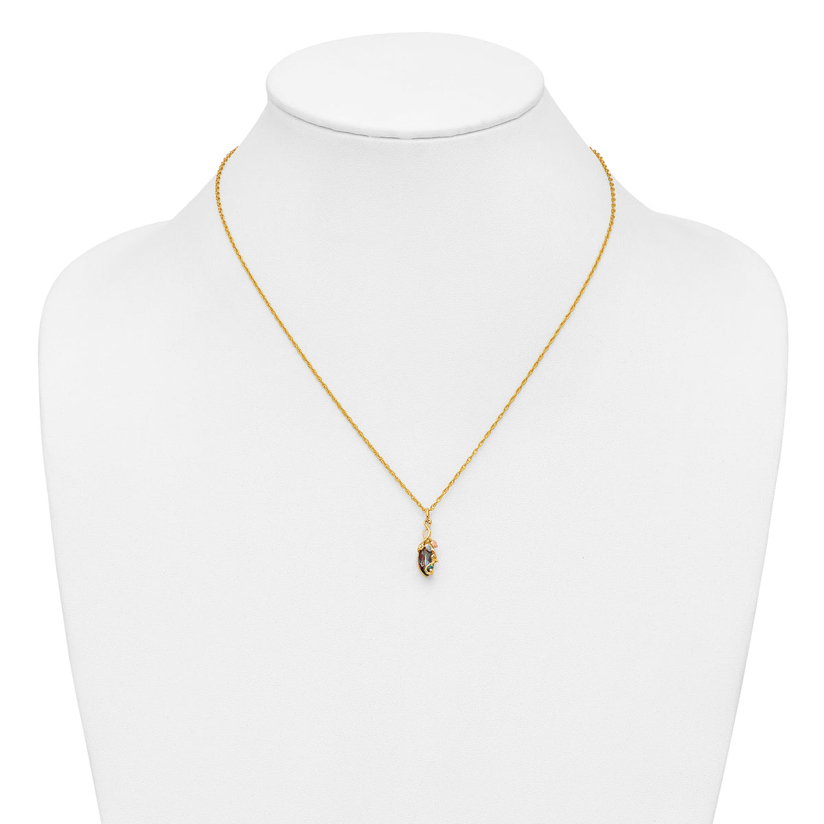 10k Tri-color Black Hills Gold Mystic Topaz Necklace-10BH661-18