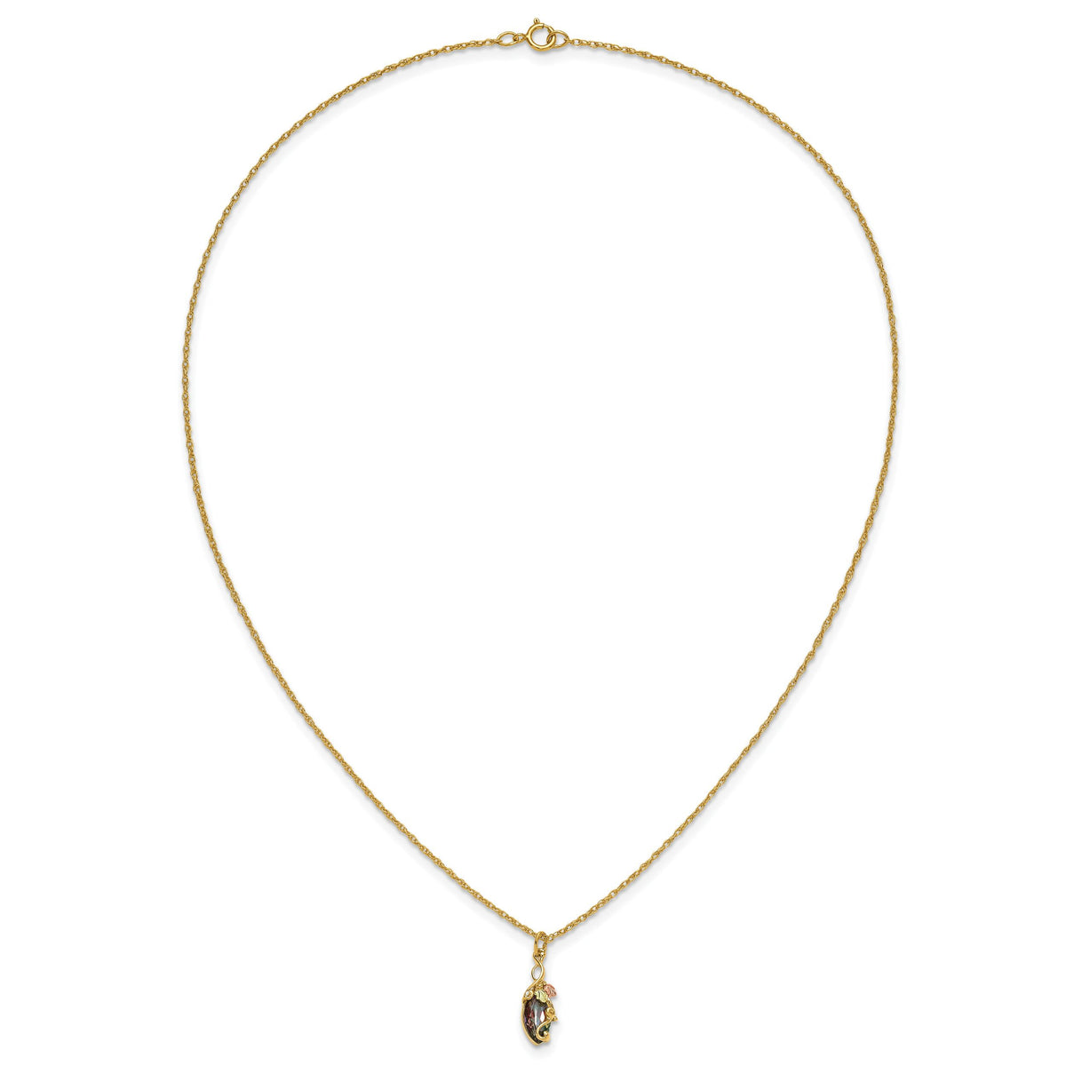10k Tri-color Black Hills Gold Mystic Topaz Necklace-10BH661-18
