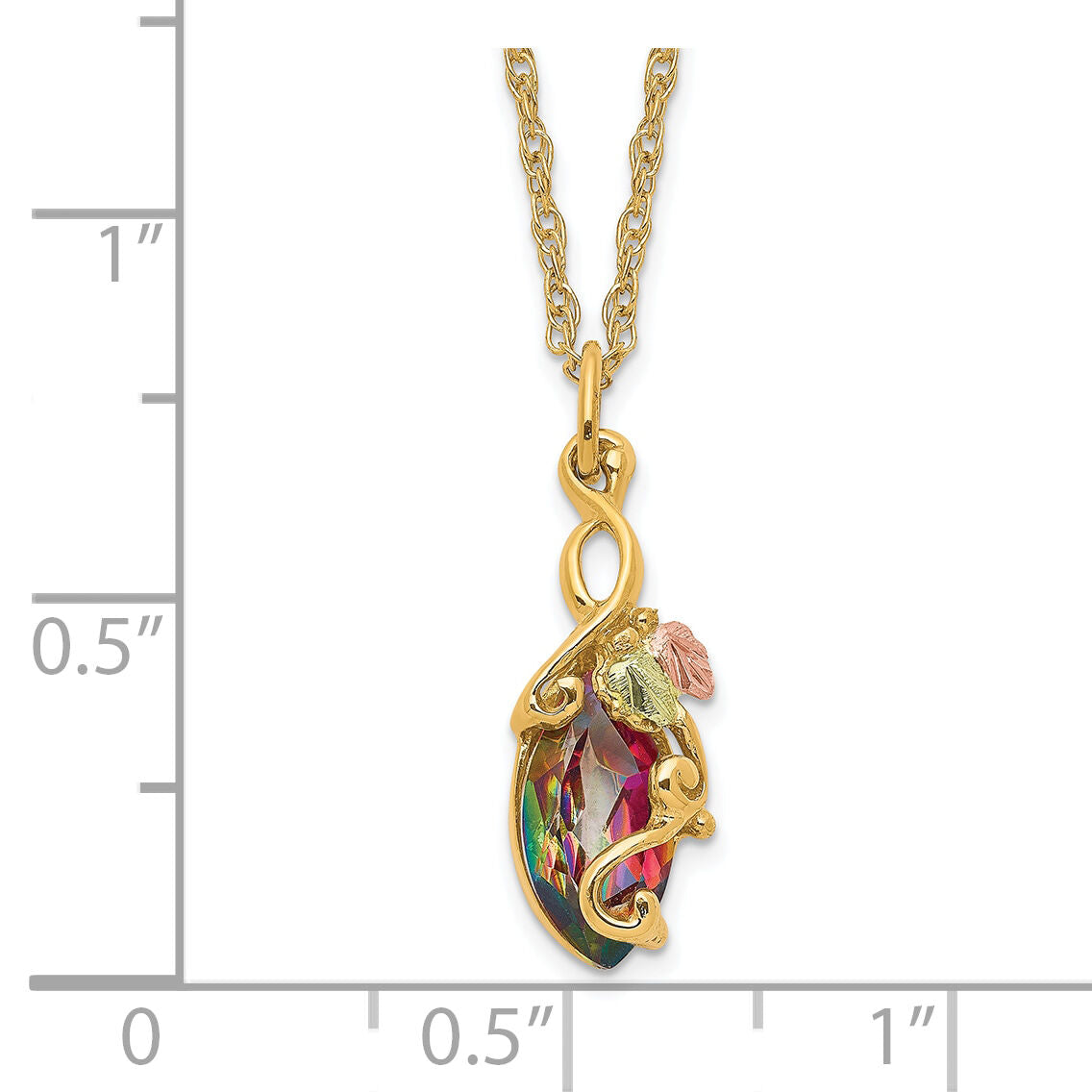 10k Tri-color Black Hills Gold Mystic Topaz Necklace-10BH661-18