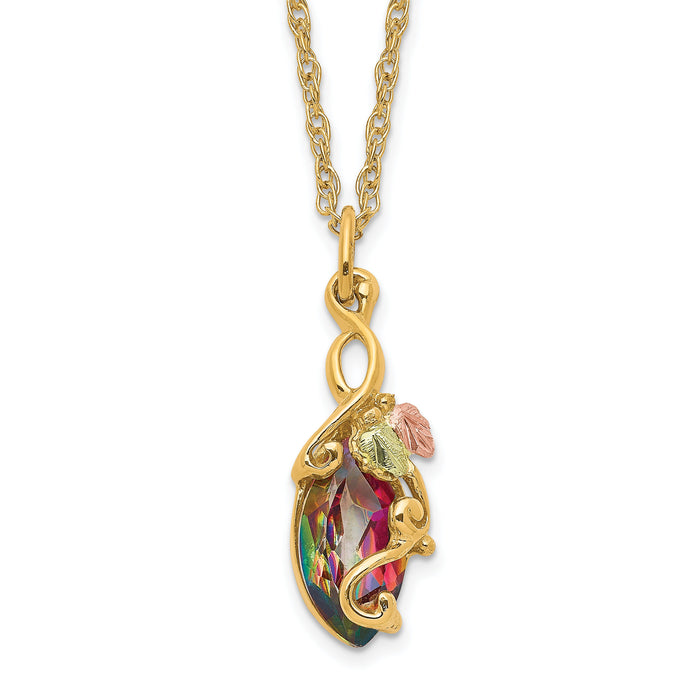 10k Tri-color Black Hills Gold Mystic Topaz Necklace-10BH661-18