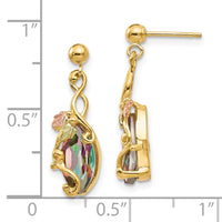 10k Tri-color Black Hills Gold Mystic Topaz Post Dangle Earrings-10BH662