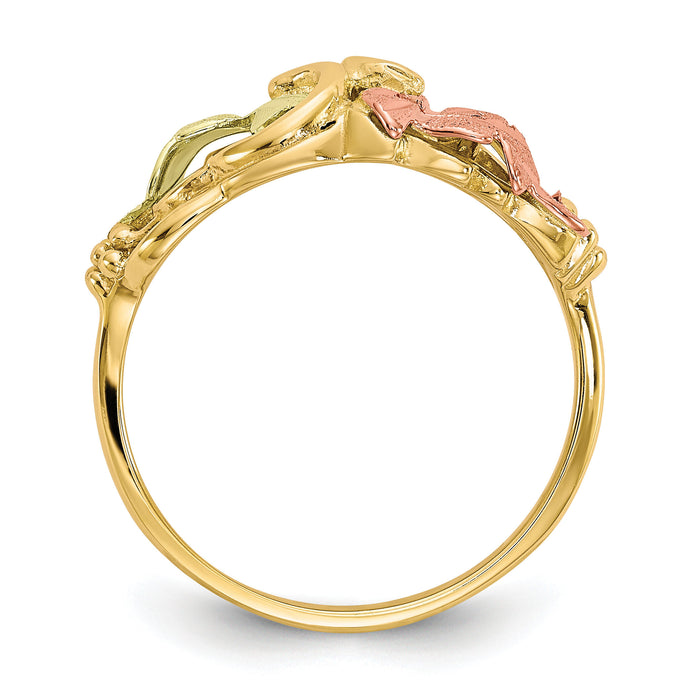10k Tri-color Black Hills Gold Flower Ring-10BH664