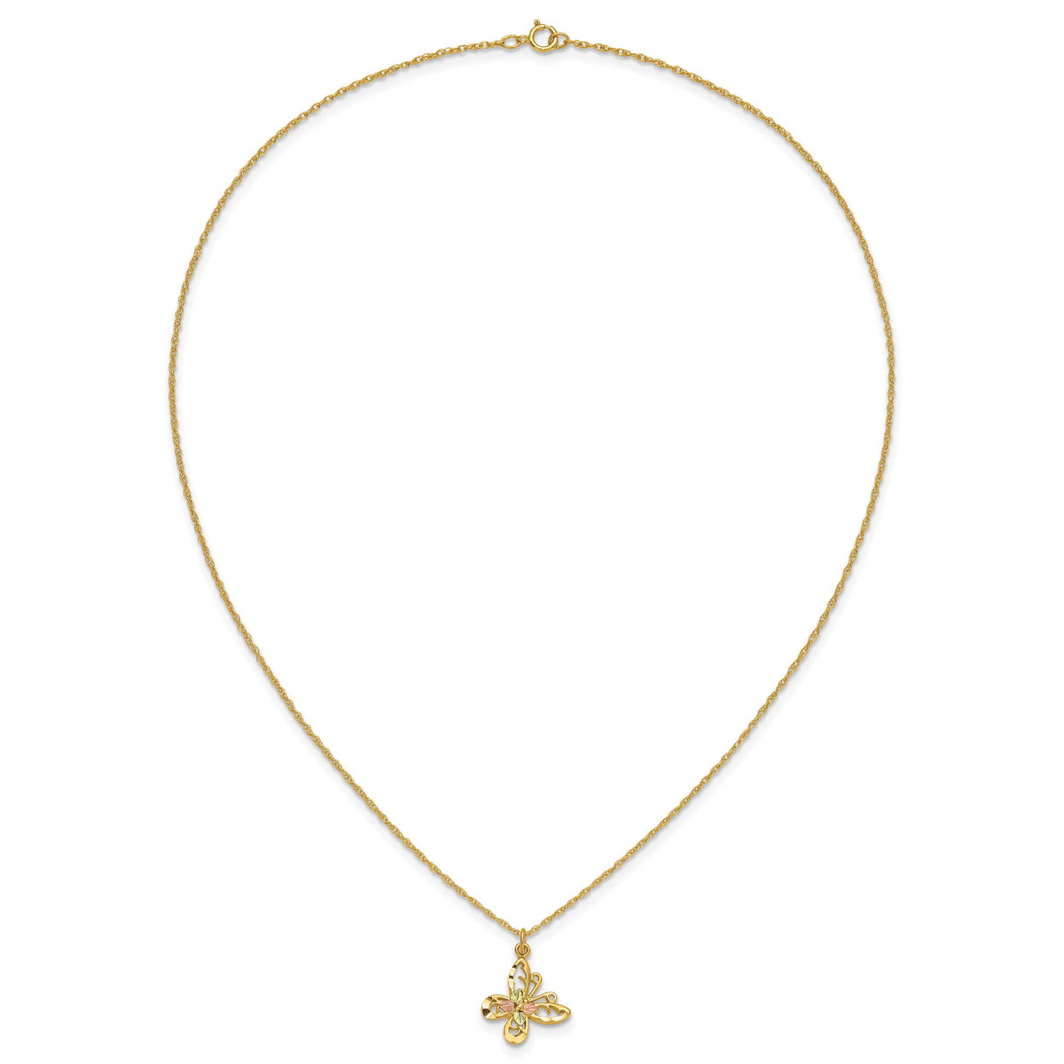 10k Tri-color Black Hills Gold Butterfly Necklace-10BH665-18