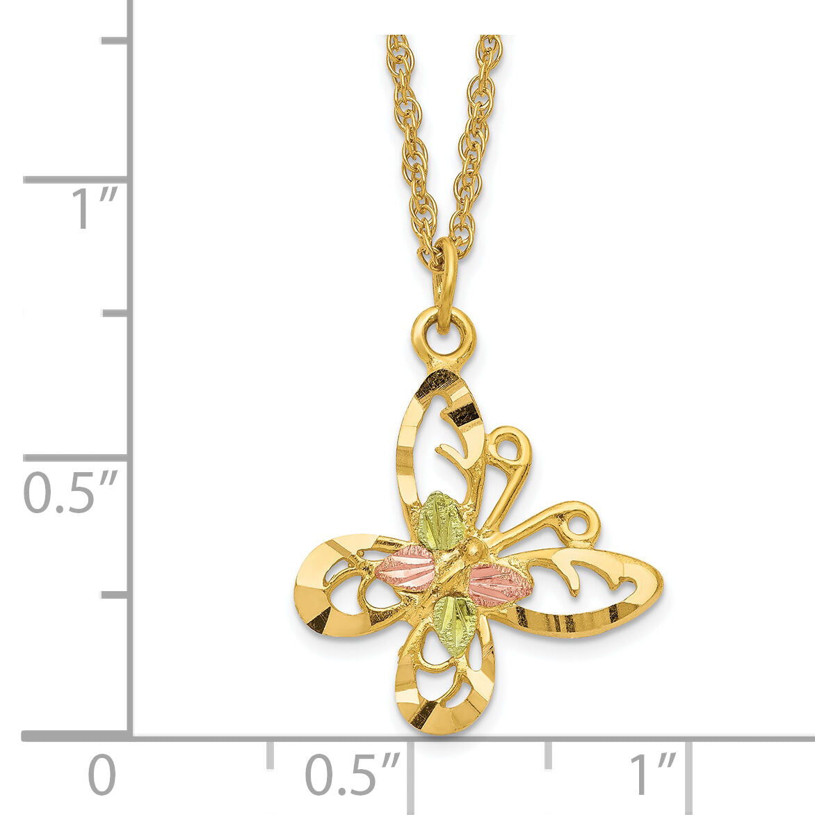 10k Tri-color Black Hills Gold Butterfly Necklace-10BH665-18