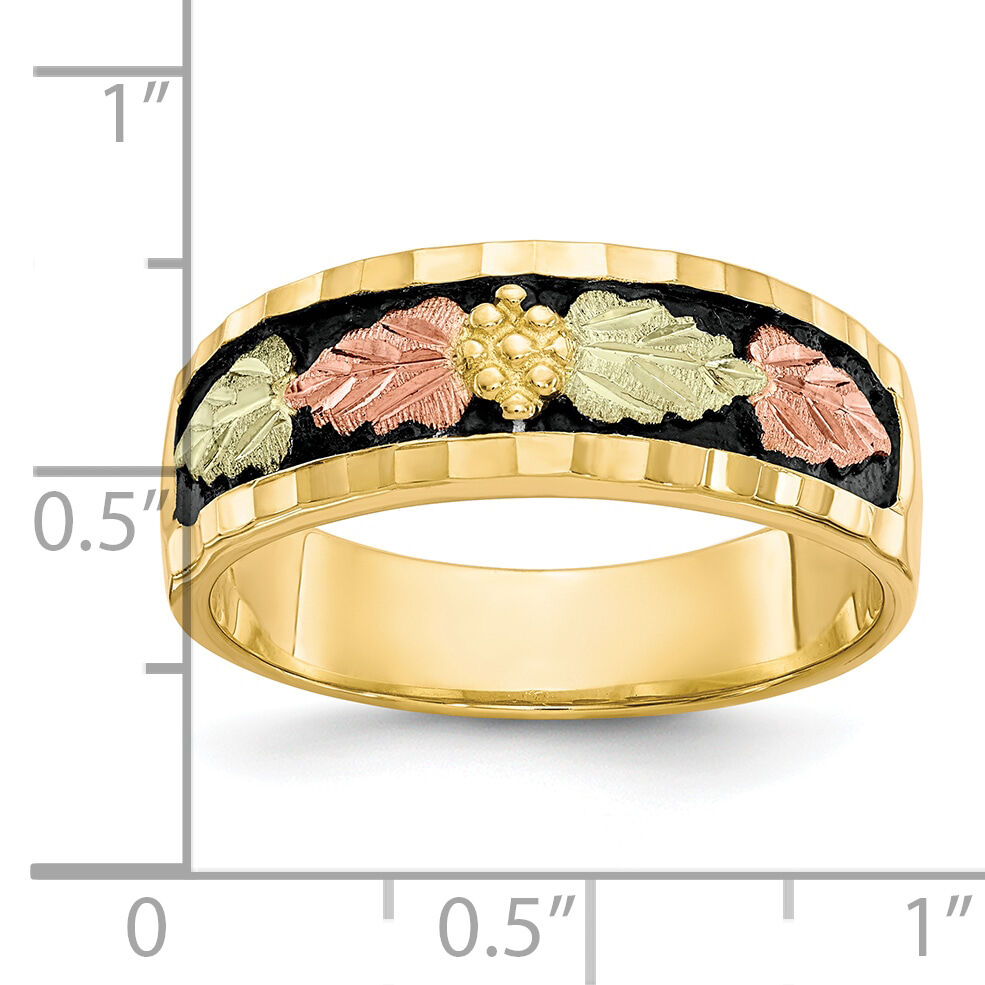 10k Tri-color Black Hills Gold Men's Antiqued Ring-10BH667