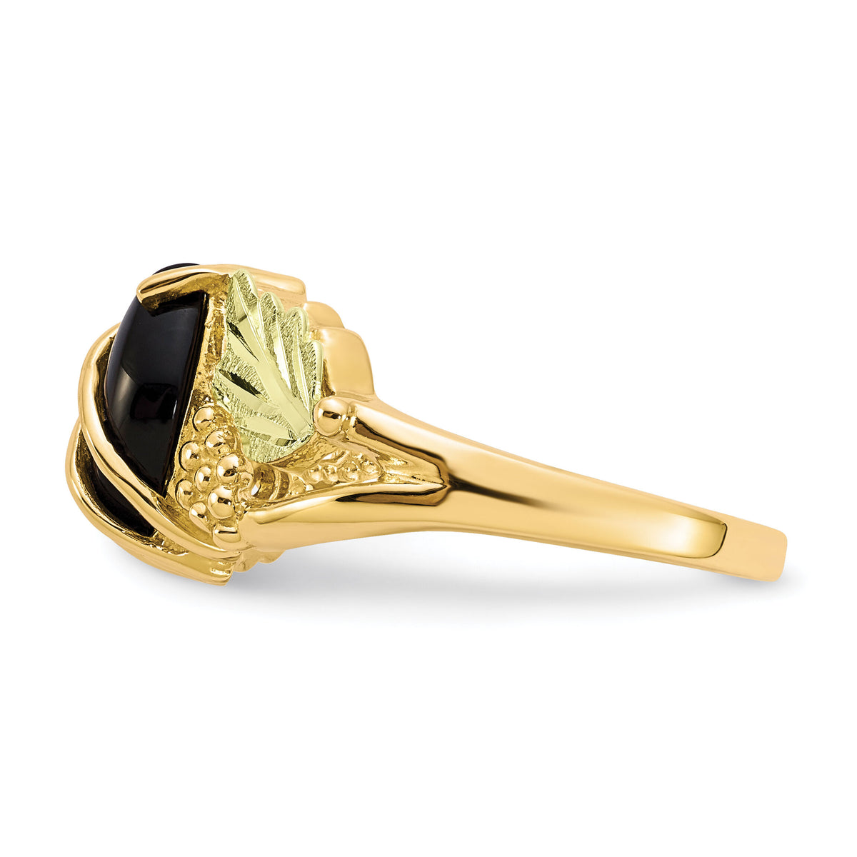 10k Tri-color Black Hills Gold Onyx Ring-10BH669