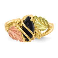 10k Tri-color Black Hills Gold Onyx Ring-10BH669