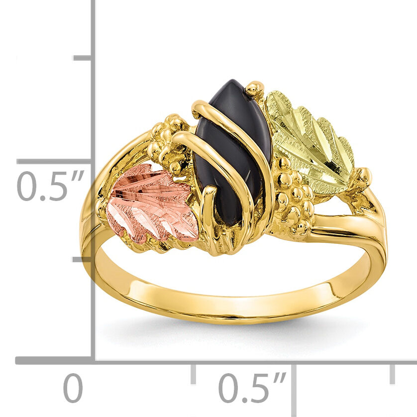 10k Tri-color Black Hills Gold Onyx Ring-10BH669