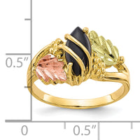10k Tri-color Black Hills Gold Onyx Ring-10BH669