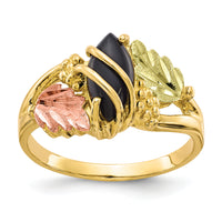 10k Tri-color Black Hills Gold Onyx Ring-10BH669