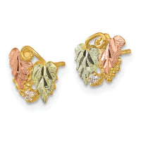 10k Tri-Color Black Hills Gold Diamond Post Earrings-10BH682