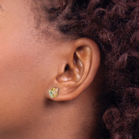 10k Tri-Color Black Hills Gold Diamond Post Earrings-10BH682