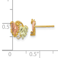 10k Tri-Color Black Hills Gold Diamond Post Earrings-10BH682