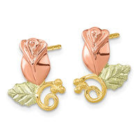 10k Tri-Color Black Hills Gold Rose Post Earrings-10BH683