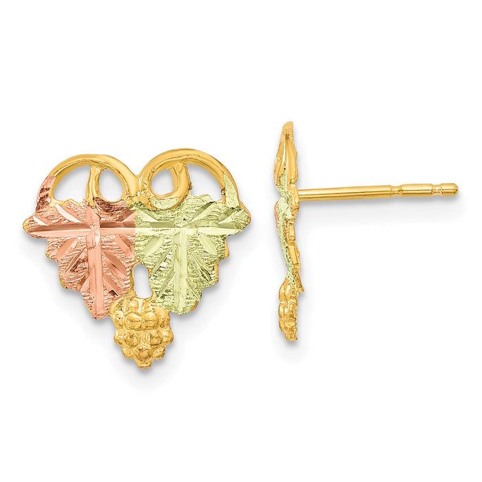 10k Tri-Color Black Hills Gold Post Earrings-10BH684