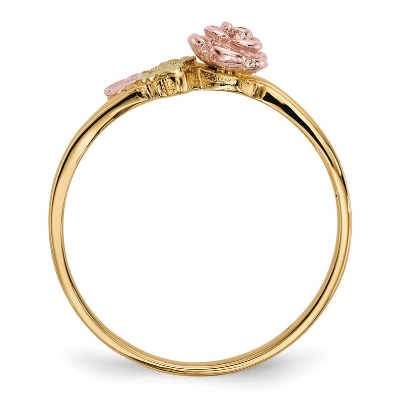 10k Tri-Color Black Hills Gold Diamond Rose Ring-10BH685