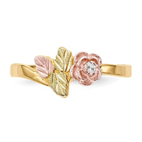 10k Tri-Color Black Hills Gold Diamond Rose Ring-10BH685