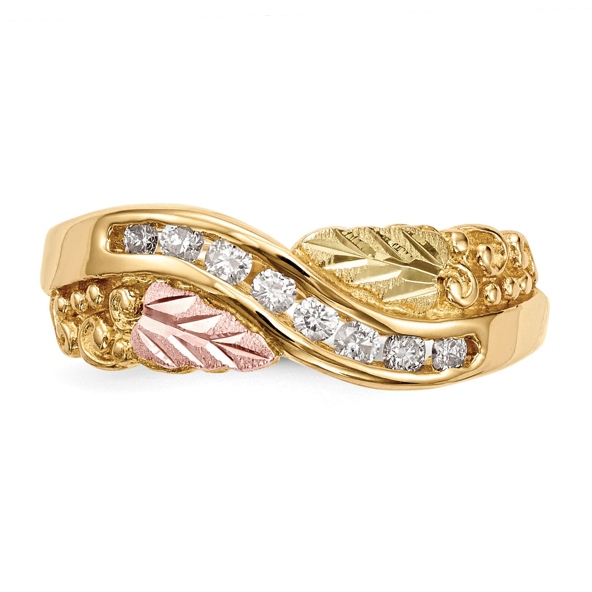 10k Tri-Color Black Hills Gold Diamond Ring-10BH686