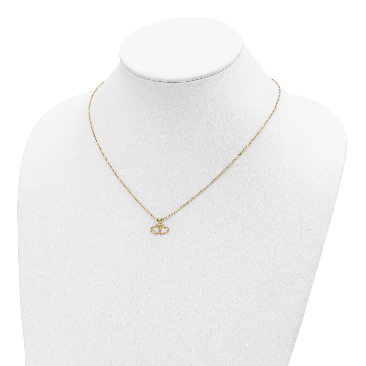 10k Tri-Color Black Hills Gold Double Heart Necklace-10BH688-18