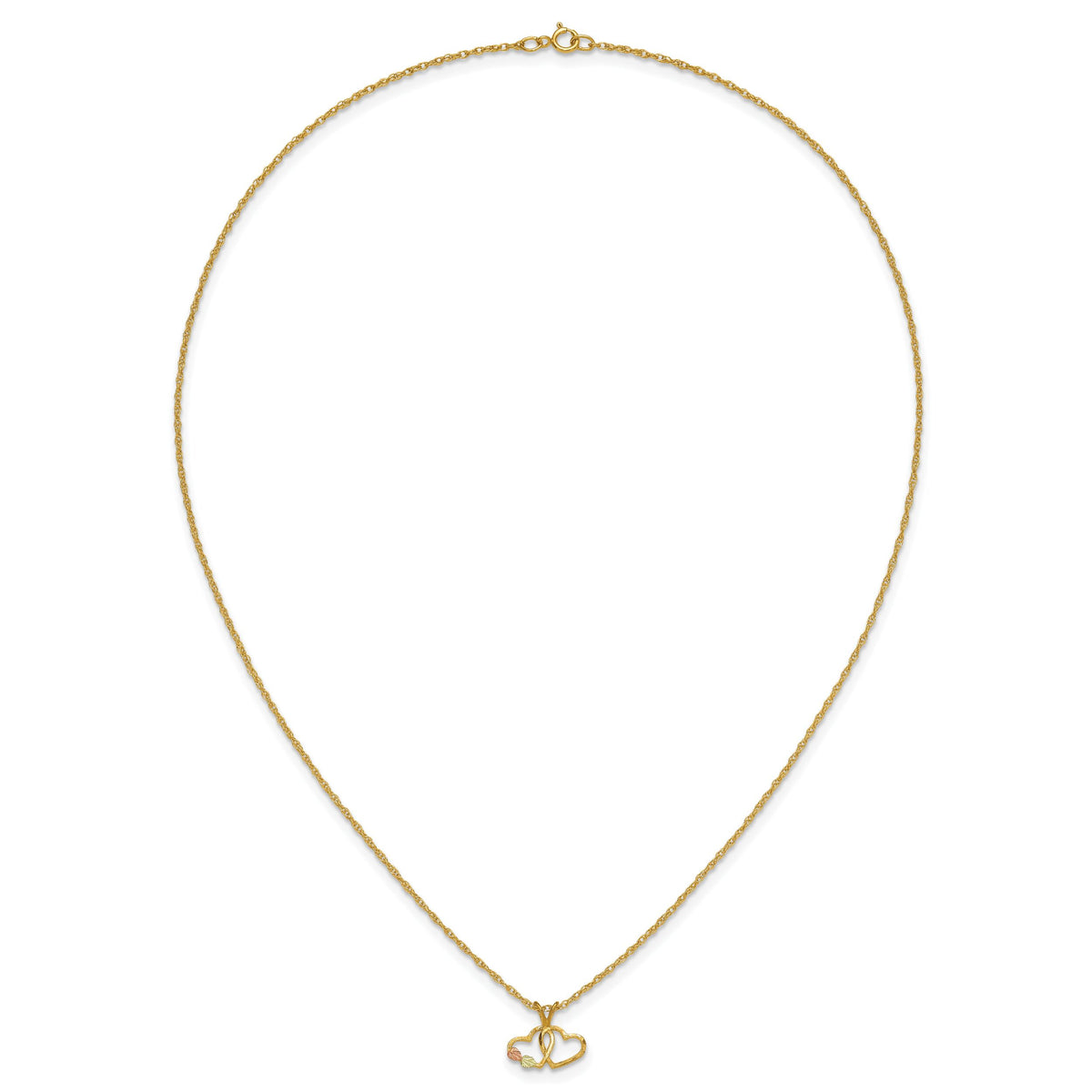 10k Tri-Color Black Hills Gold Double Heart Necklace-10BH688-18