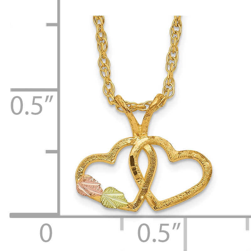 10k Tri-Color Black Hills Gold Double Heart Necklace-10BH688-18