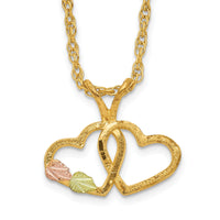 10k Tri-Color Black Hills Gold Double Heart Necklace-10BH688-18