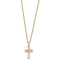 10k Tri-Color Black Hills Gold Cross Necklace-10BH690-18
