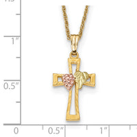 10k Tri-Color Black Hills Gold Cross Necklace-10BH690-18