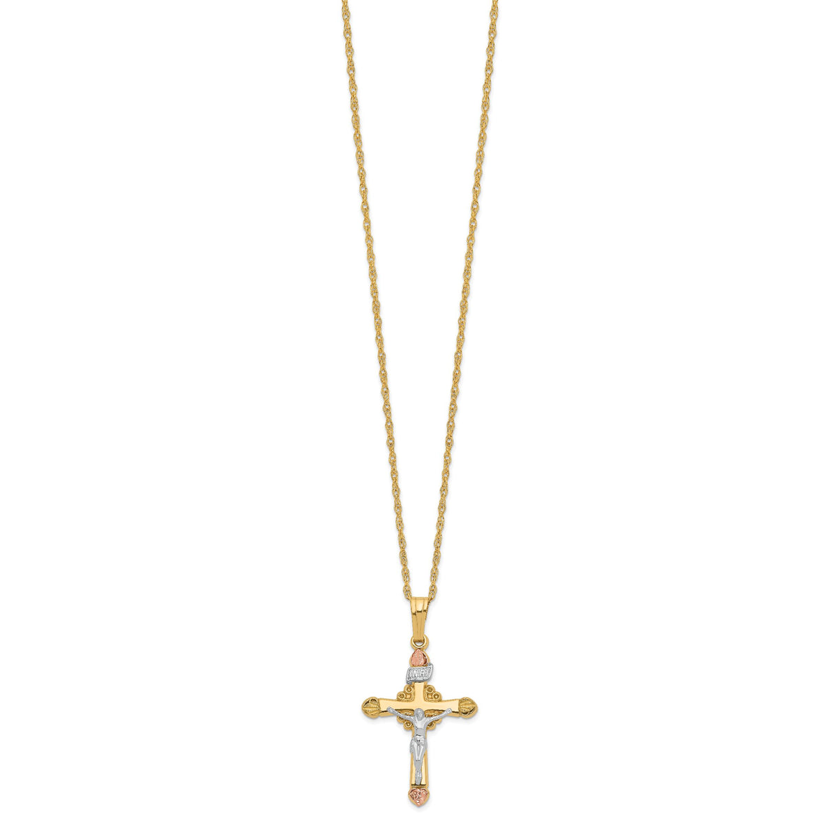 10k & 14k Gold Filled w/ 12k Accents Cross Necklace-10BH691-18
