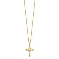 10k & 14k Gold Filled w/ 12k Accents Cross Necklace-10BH691-18