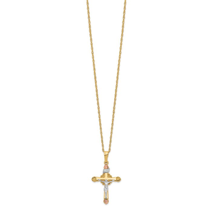 10k & 14k Gold Filled w/ 12k Accents Cross Necklace-10BH691-18
