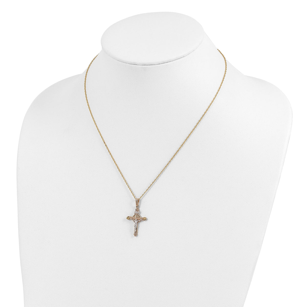 10k & 14k Gold Filled w/ 12k Accents Cross Necklace-10BH691-18