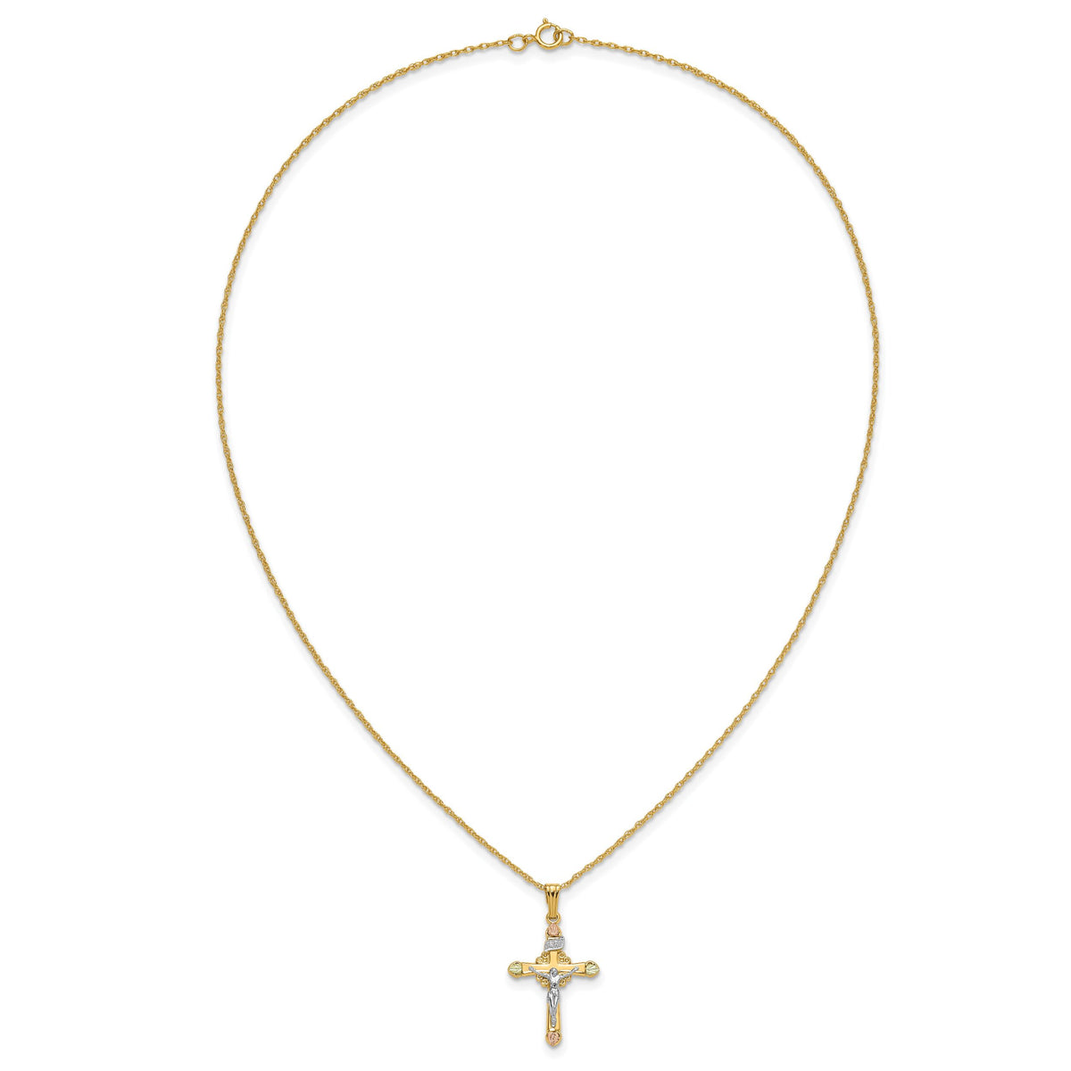10k & 14k Gold Filled w/ 12k Accents Cross Necklace-10BH691-18
