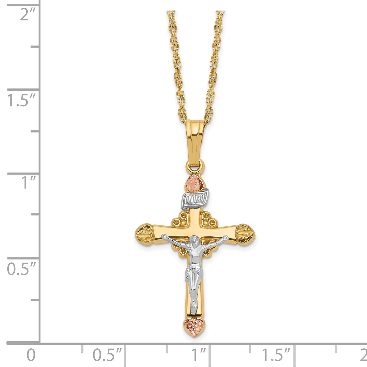 10k & 14k Gold Filled w/ 12k Accents Cross Necklace-10BH691-18