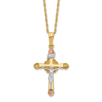 10k & 14k Gold Filled w/ 12k Accents Cross Necklace-10BH691-18