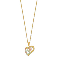 10k Tri-Color Black Hills Gold Hummingbird in Heart Necklace-10BH692-18