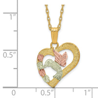 10k Tri-Color Black Hills Gold Hummingbird in Heart Necklace-10BH692-18