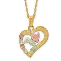 10k Tri-Color Black Hills Gold Hummingbird in Heart Necklace-10BH692-18
