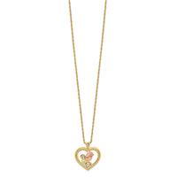 10k Tri-Color Black Hills Gold Rose in Heart Necklace-10BH693-18