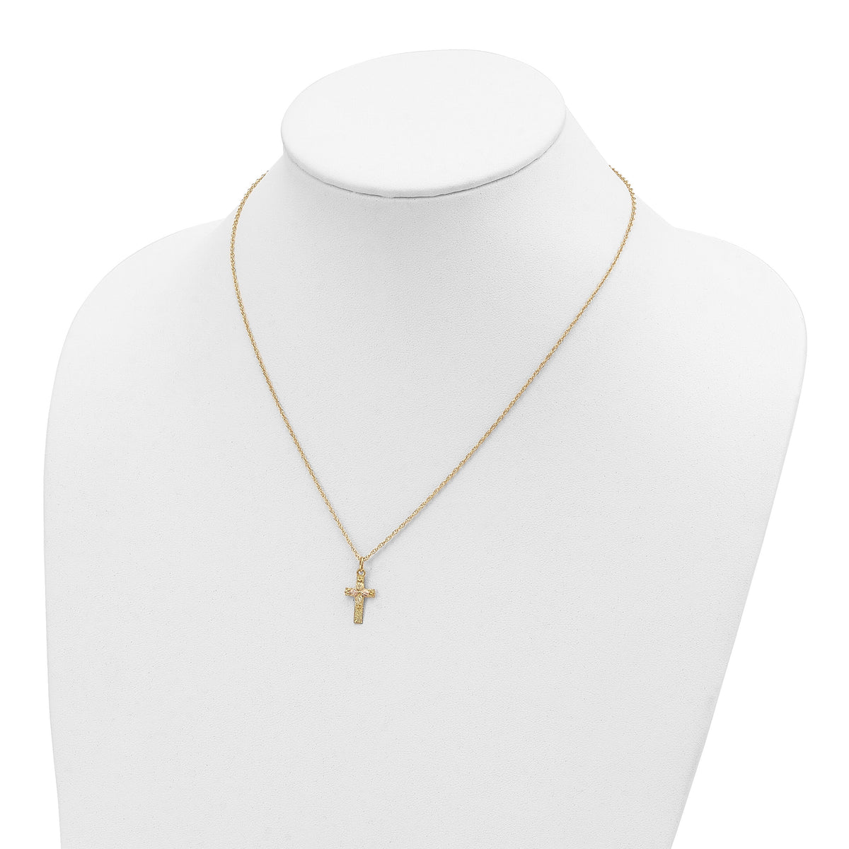 10k Tri-Color Black Hills Gold Cross Necklace-10BH694-18