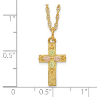10k Tri-Color Black Hills Gold Cross Necklace-10BH694-18