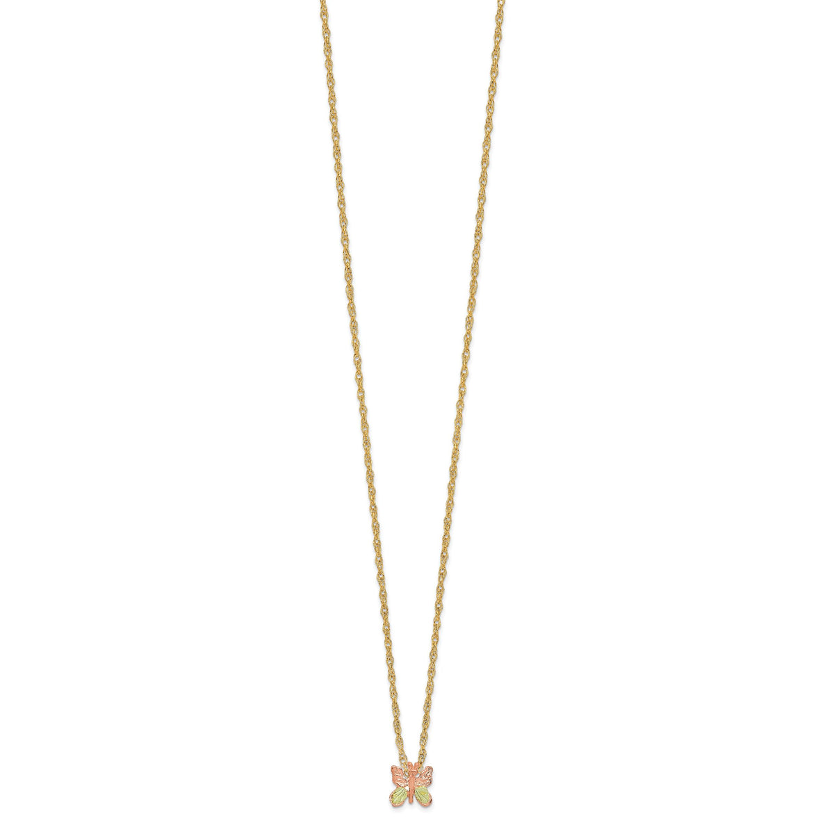 10k Tri-Color Black Hills Gold Butterfly Necklace-10BH700-18