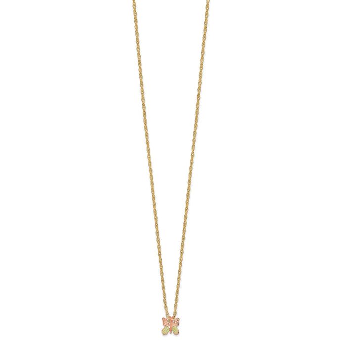 10k Tri-Color Black Hills Gold Butterfly Necklace-10BH700-18